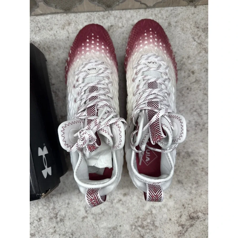 Under Armour Spotlight Clone 3.0 MC Football Cleats White Red 3026334-107 Men 12